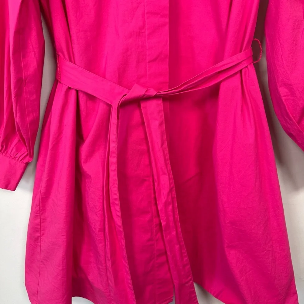 Scoop Women's Hot Pink Balloon Sleeve Shirtdress with Pockets, Size L - Picture 5 of 11